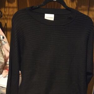 Pink Rose Women's Ribbed Black Sweater